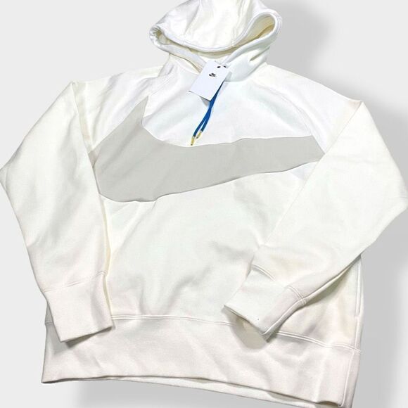 Nike Sportswear Big Swoosh Tech Fleece Pullover Hoodie White DD8222-133 size M - Picture 2 of 9